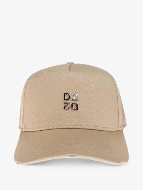 Upside Down logo-plaque distressed-detailing baseball cap by DSQUARED2