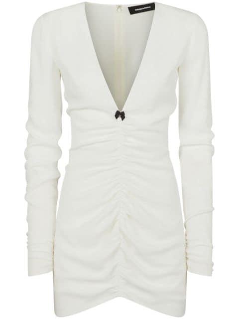 V-neck gathered minidress by DSQUARED2
