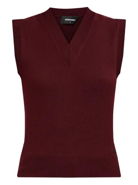 V-neck sleeveless wool top by DSQUARED2