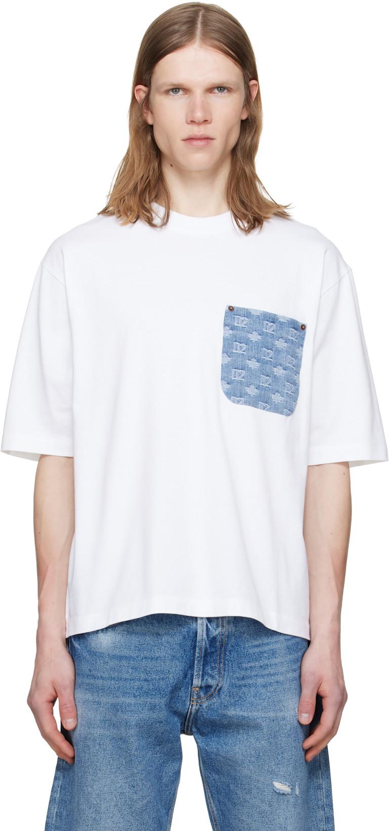 White D2 Monogram Loose Fit T-shirt by DSQUARED2