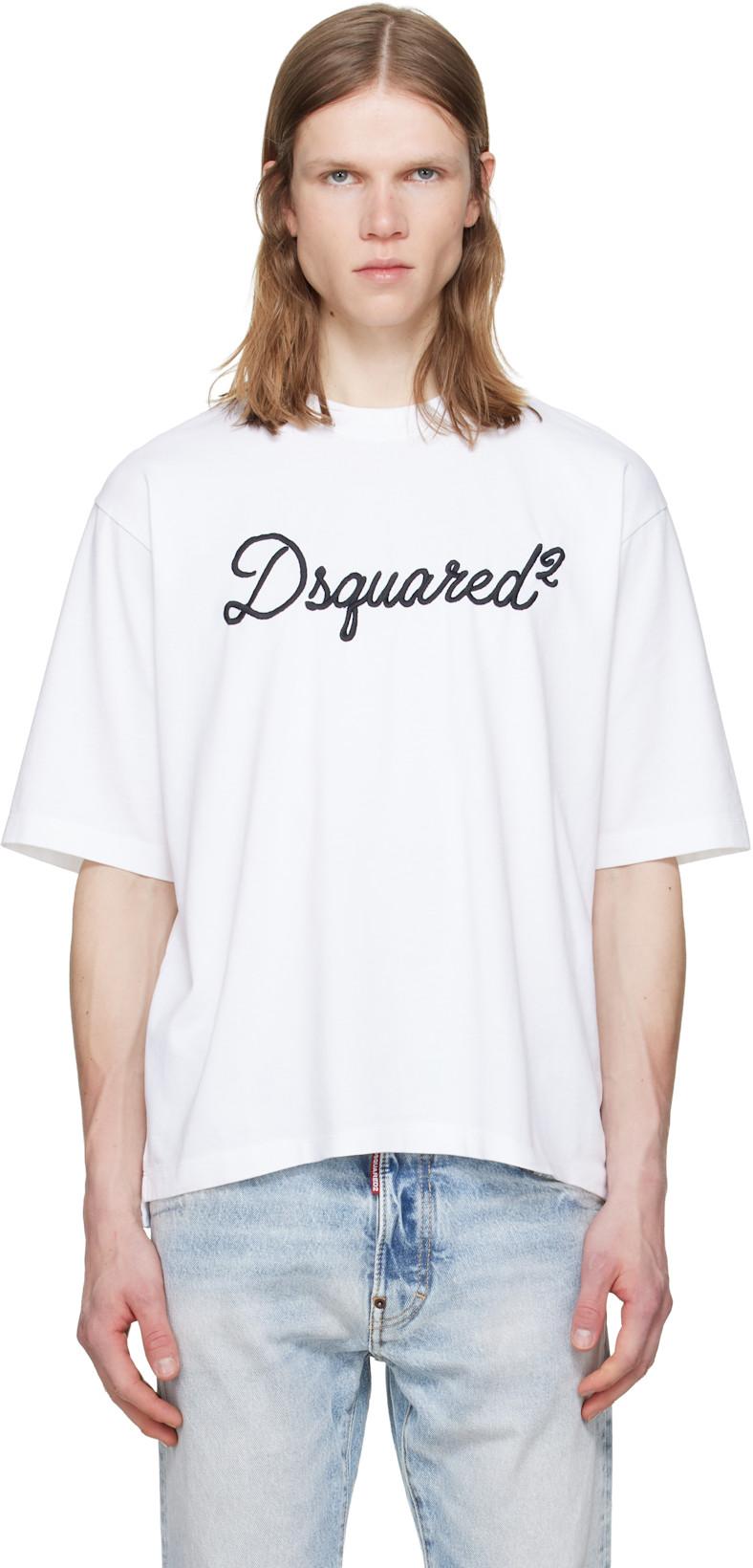 White 'Dsquared2' Embroidered Loose Fit T-shirt by DSQUARED2