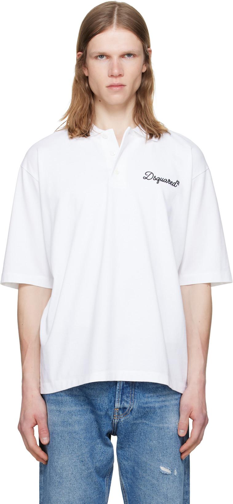 White 'Dsquared2 Signature' Tennis Fit Polo by DSQUARED2