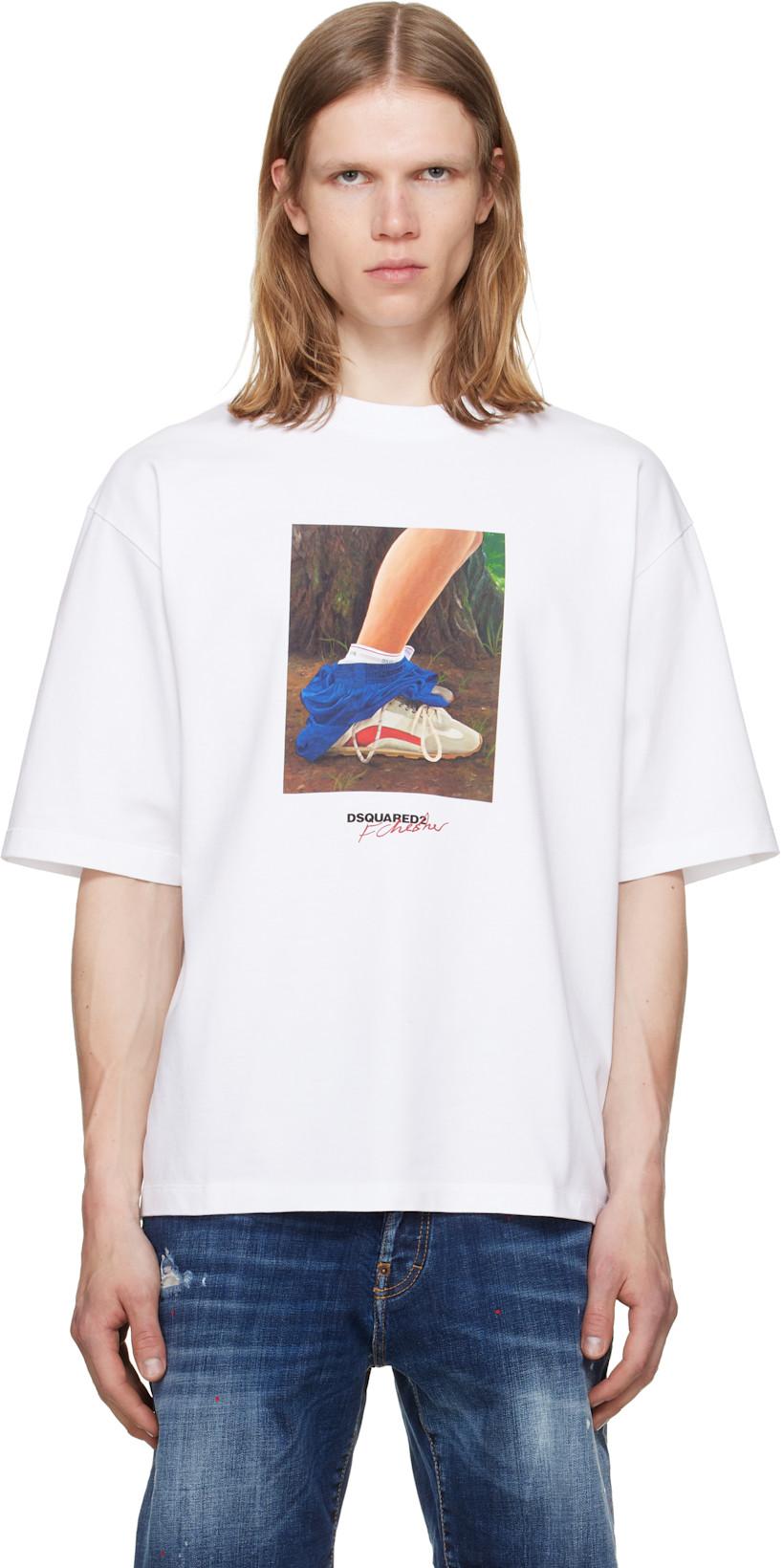 White Felix Chesher Edition Loose Fit T-shirt by DSQUARED2