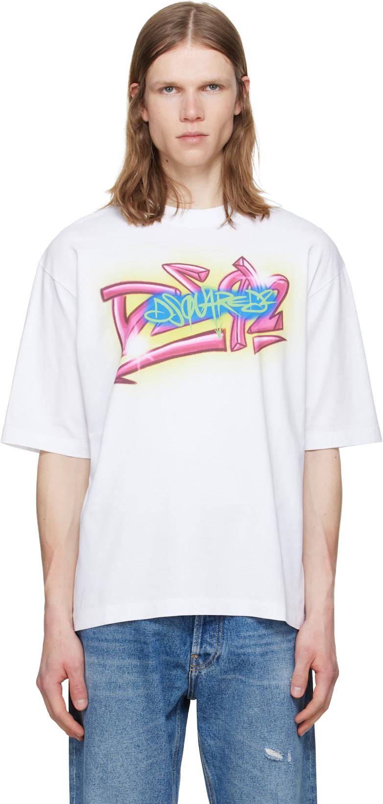 White Rebel Tags Loose Fit T-shirt by DSQUARED2