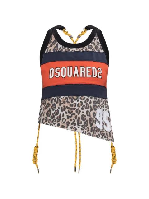 Wild2 leopard-print asymmetric top by DSQUARED2