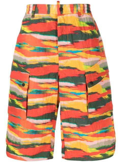 abstract-print cargo shorts by DSQUARED2