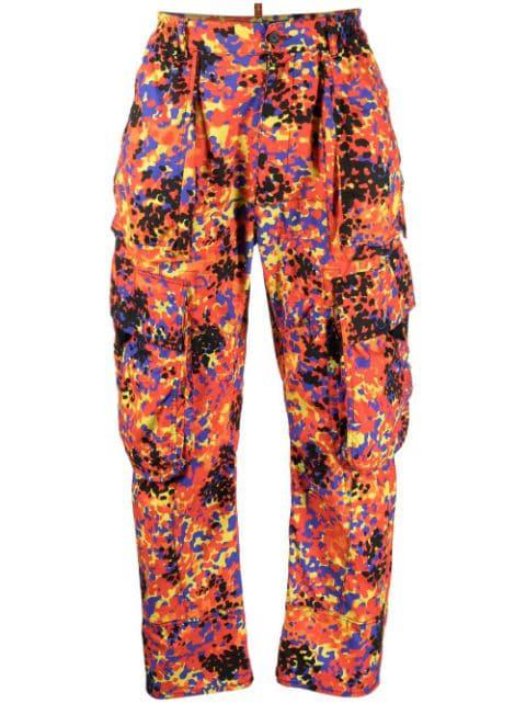abstract-print cargo trousers by DSQUARED2
