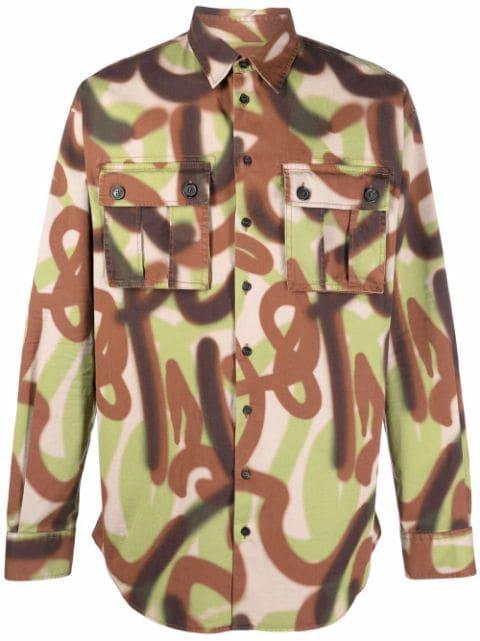 abstract-print flap-pocket shirt by DSQUARED2