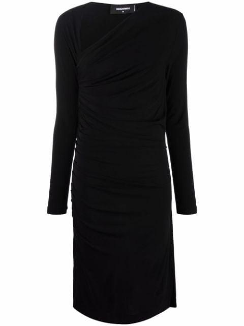 asymmetric-neck ruched dress by DSQUARED2