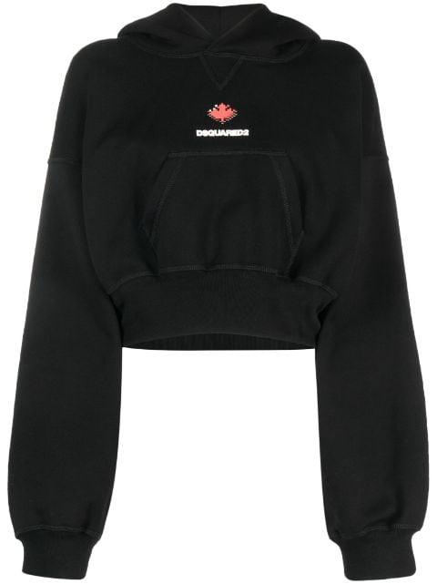 baseball-cap cotton cropped hoodie by DSQUARED2