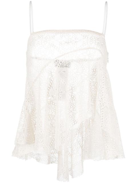 broderie-anglaise draped strapless top by DSQUARED2
