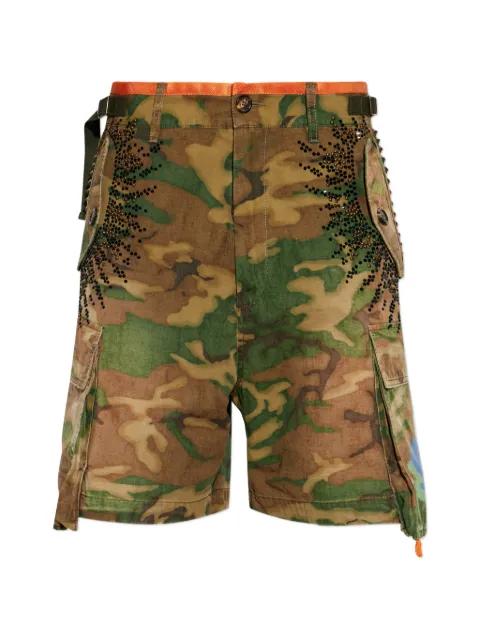 camouflage-print crystal-embellished cargo shorts by DSQUARED2