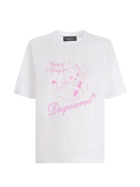 cat-print T-shirt by DSQUARED2