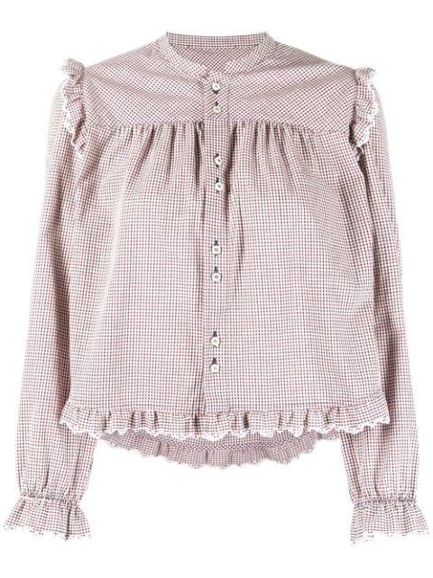 check-pattern ruffled blouse by DSQUARED2