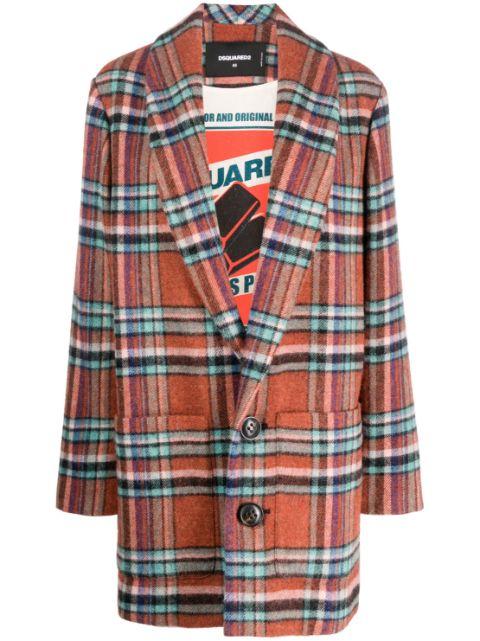 check-pattern single-breasted wool coat by DSQUARED2