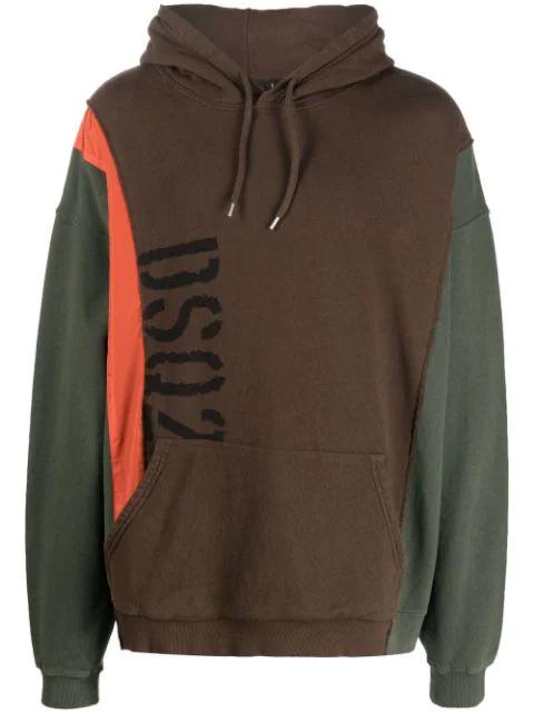 colour-blocked logo-print hoodie by DSQUARED2