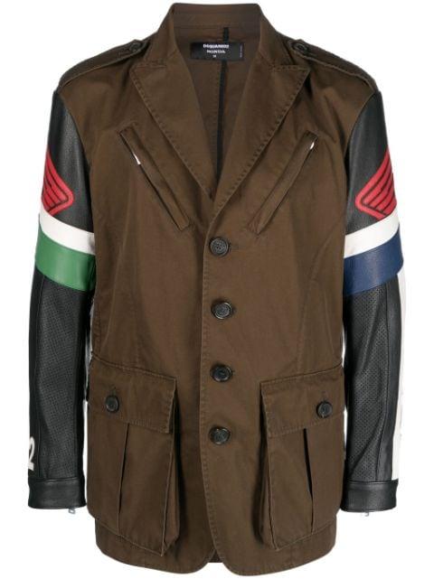contrast-sleeve biker-style jacket by DSQUARED2
