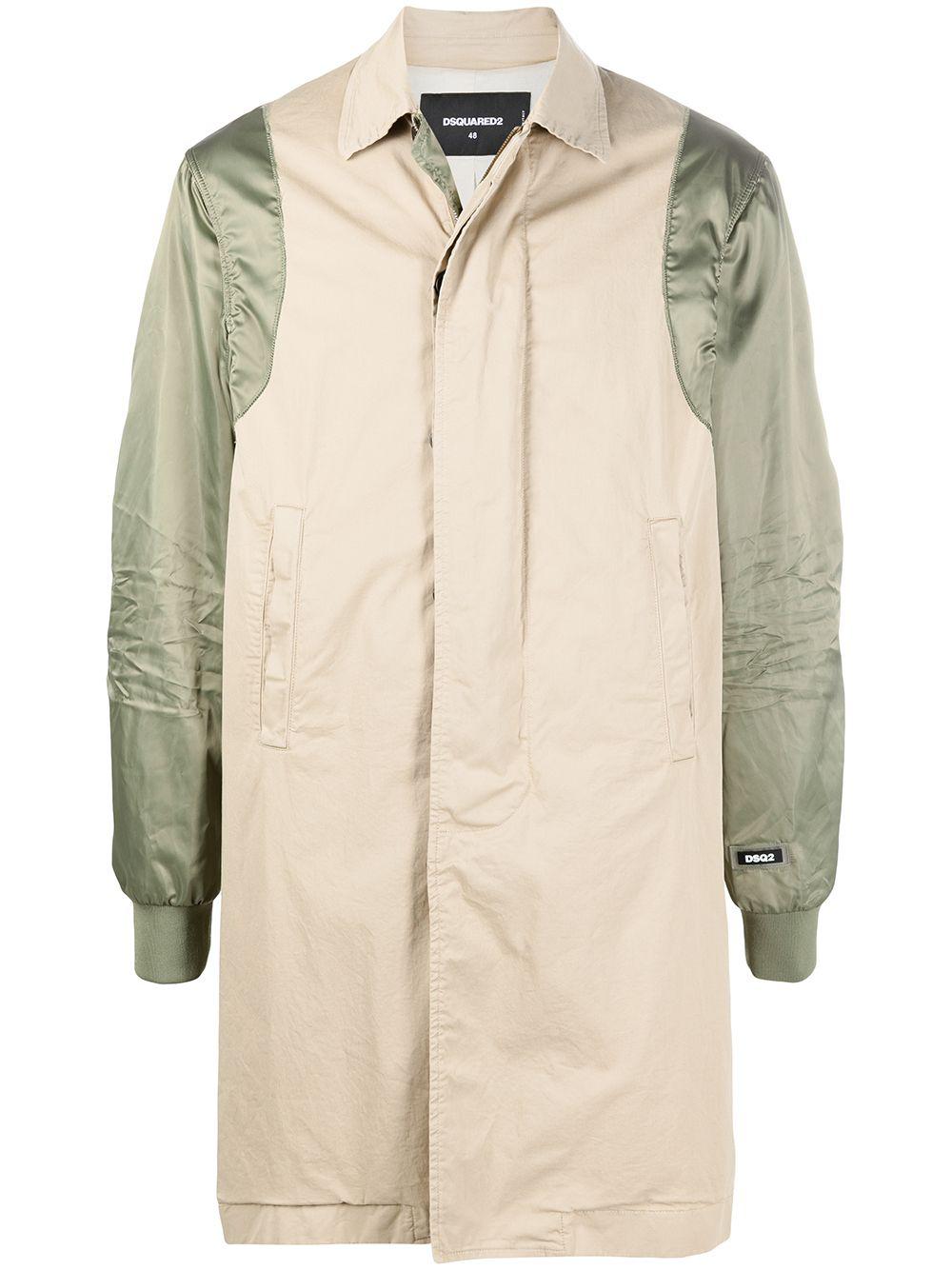 contrast-sleeve single-breasted coat by DSQUARED2