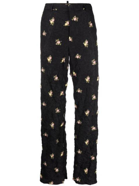 creased floral-print trousers by DSQUARED2