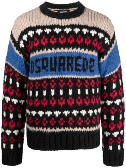 crochet-panelling jumper by DSQUARED2