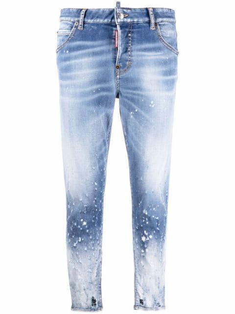 cropped distressed-effect skinny jeans by DSQUARED2
