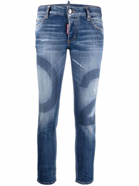 cropped logo-wash jeans by DSQUARED2