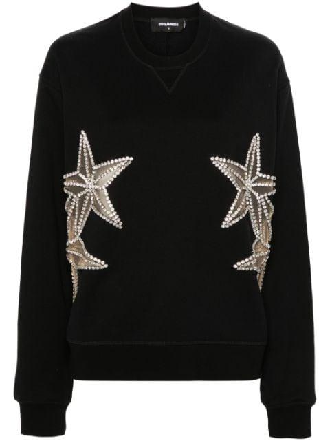 crystal-embellished cotton sweatshirt by DSQUARED2