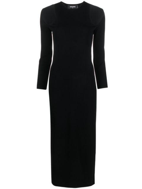 cut-out ribbed-knit midi dress by DSQUARED2