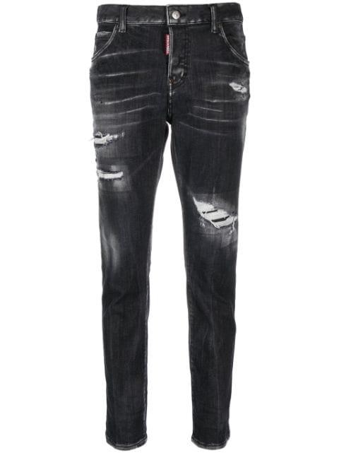 distressed cropped skinny jeans by DSQUARED2