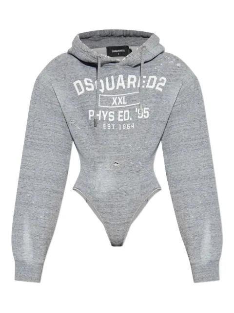 distressed-detail hoodied bodysuit by DSQUARED2