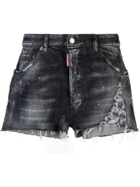 distressed-effect denim shorts by DSQUARED2