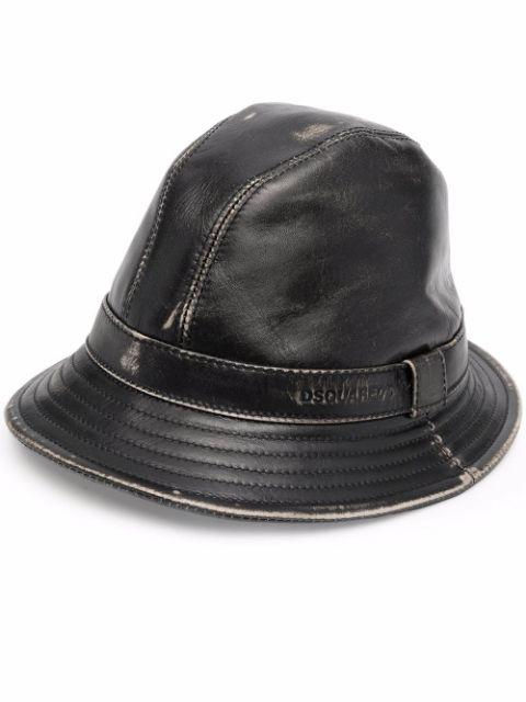 distressed-effect leather hat by DSQUARED2