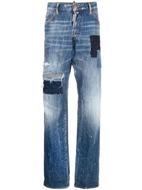 distressed-effect patchwork jeans by DSQUARED2