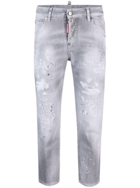 distressed low-rise cropped jeans by DSQUARED2