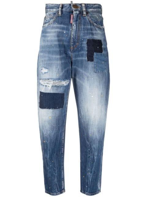 distressed patchwork cropped jeans by DSQUARED2