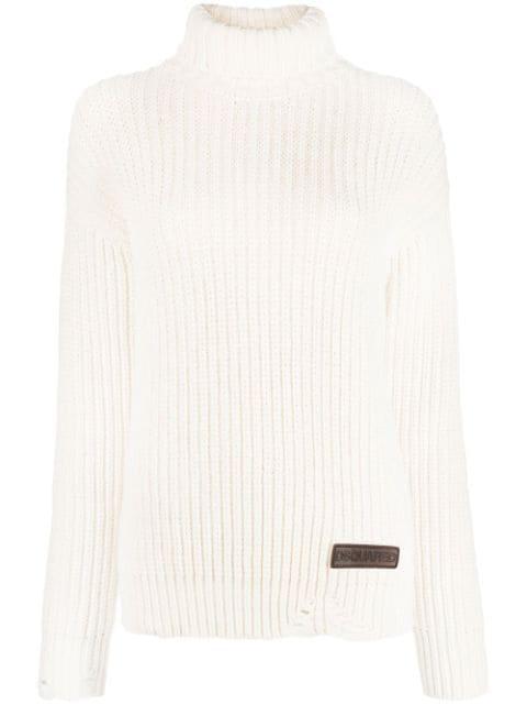 distressed roll neck jumper by DSQUARED2