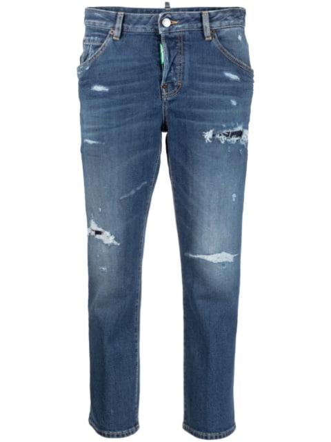 distressed slim-fit cropped jeans by DSQUARED2