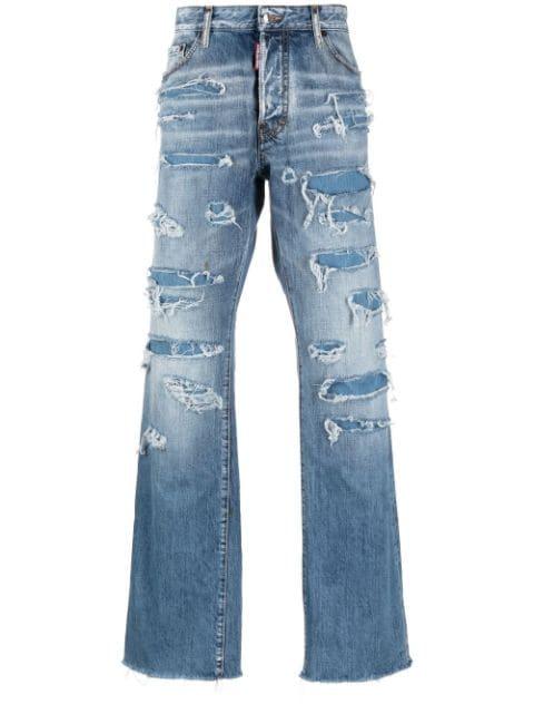distressed straight-leg jeans by DSQUARED2