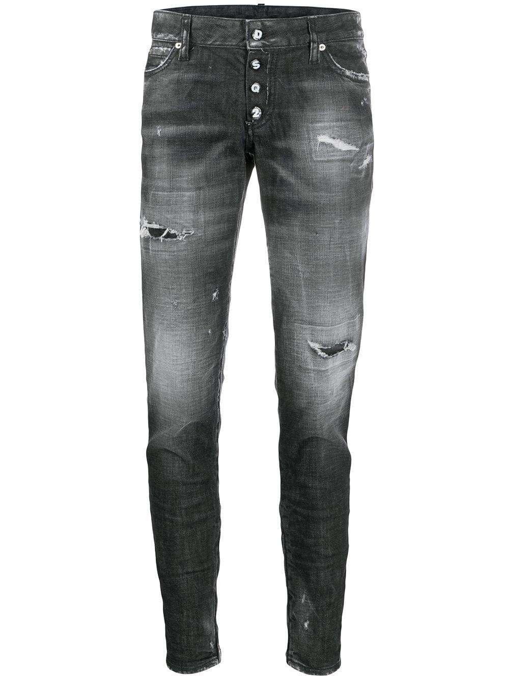 distressed zipped ankle skinny trousers by DSQUARED2