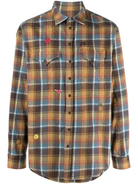 embroidered-detail plaid-check print shirt by DSQUARED2