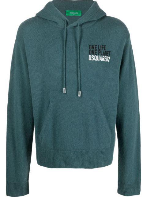 embroidered-logo cashmere hoodie by DSQUARED2