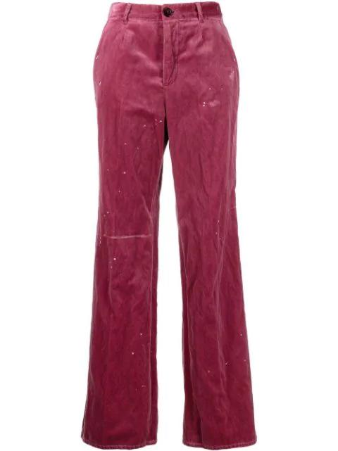 embroidered-logo velvet trousers by DSQUARED2