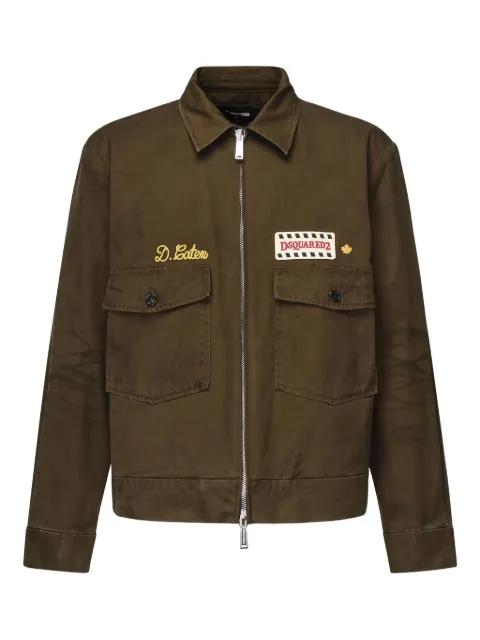 embroidered patch zip-up jacket by DSQUARED2