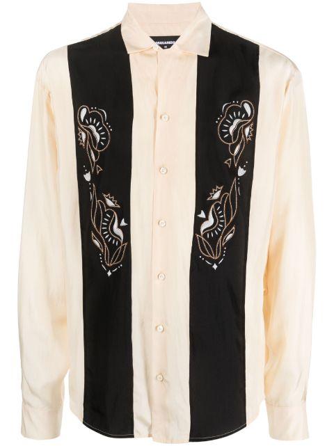 embroidered silk bowling shirt by DSQUARED2