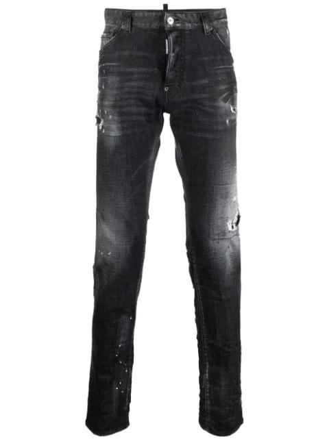 faded distressed slim-fit jeans by DSQUARED2