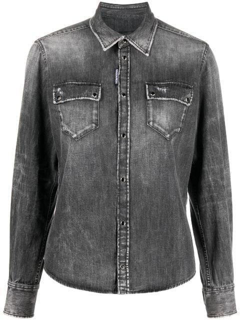 faded-effect press-stud shirt by DSQUARED2