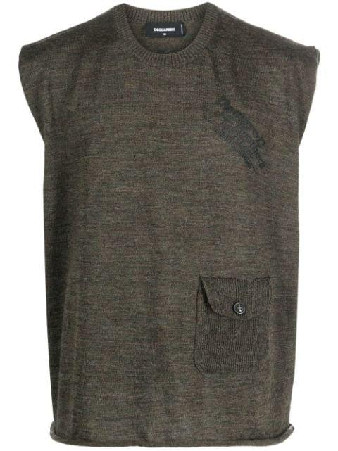 flap pocket crew neck vest by DSQUARED2