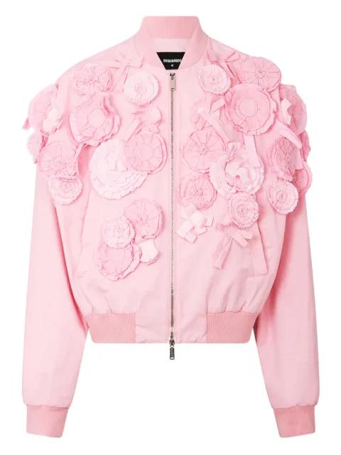 floral-appliqué bomber jacket by DSQUARED2
