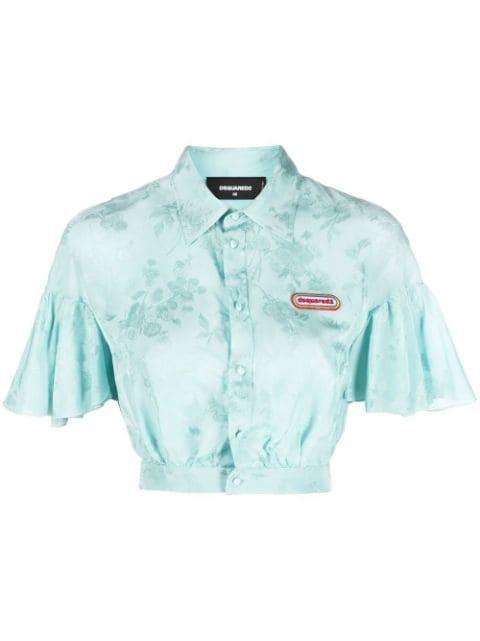 floral-jacquard flounce crop shirt by DSQUARED2