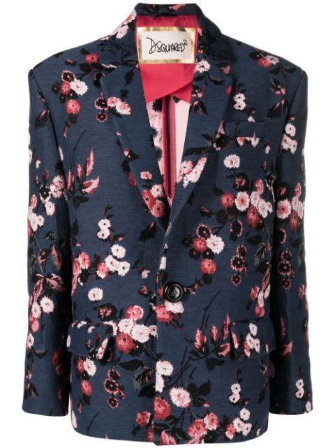 floral-jacquard single-breasted blazer by DSQUARED2